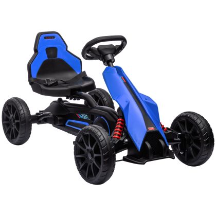 HOMCOM Go Kart, pedalen met vooruit- en achteruitversnelling, veilig en stevig, voor kinderen van 3 tot 8 jaar, 100x60x60 cm, Blauw, Zwart | Aosom.nl