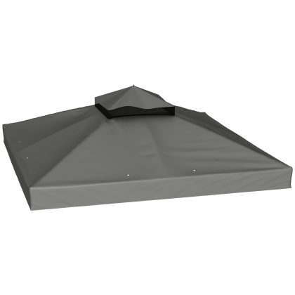 Outsunny 3 x 3 m Vervangingsdak voor Paviljoen, Dakzeil met Afvoergaten, UPF30+, Zonbescherming, Donkergrijs