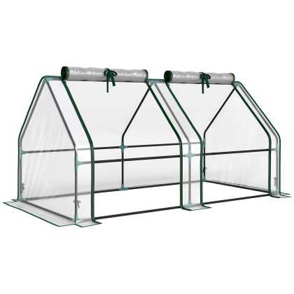 Outsunny Kas met ritsopening, winterbestendige foliekas in staal 180 x 90 x 90 cm Transparant