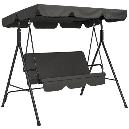 Outsunny 3-zits Hollywoodschommel, weerbestendig, comfortabele tuinligbed, eenvoudig te monteren, 172 x 110 x 153 cm, zwart | Aosom.nl
