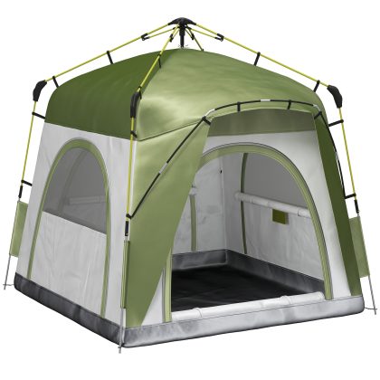 Outsunny Automatische Tent 4 Persoons Kampeertent met Waterdicht Materiaal Snelle Opbouw Ruime Bivvy Tent Kamperen en Vissen 195x240x240cm | Aosom.nl