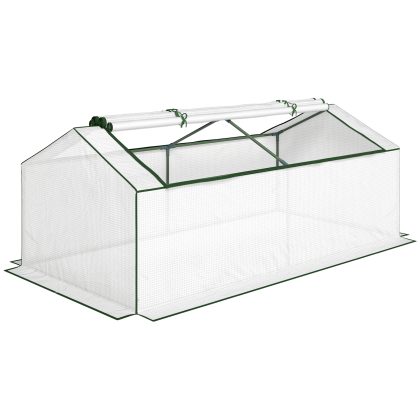 Outsunny Kas met venster PE-gaasfolie, winterbestendige foliekas, kas 180 x 90 x 70cm wit
