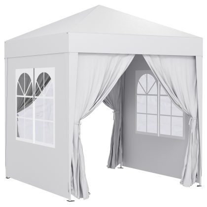 Outsunny paviljoen, waterdicht en UV-bestendig, ideaal voor tuinfeesten, 2 x 2 m, gemakkelijk op te zetten, met zijwanden, grijs | Aosom.nl