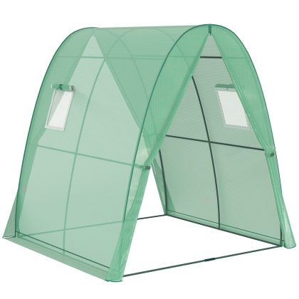 Outsunny Boogkas met zandzakken en kunststofafdekking, 2 oprolbare deuren, gaasramen, draagbaar, 1,8 x 1,8 x 2 m, Groen