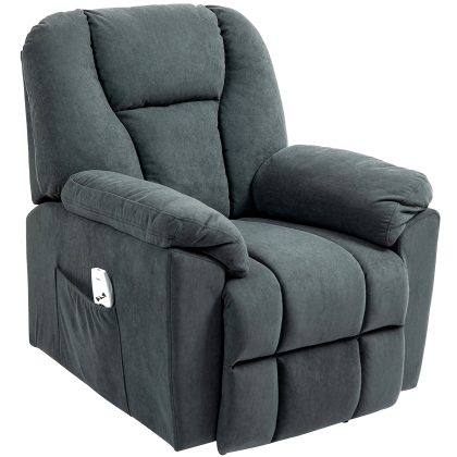 HOMCOM Elektrische relaxfauteuil met massage- en verwarmingsfunctie, gestoffeerde fauteuil met USB-aansluiting, zijvak, grijs