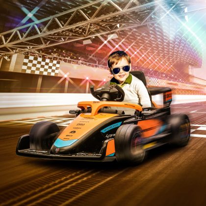 AIYAPLAY Elektrische skelter, McLaren F1, met afstandsbediening, muziek, veilig en duurzaam, voor 3-5 jaar, 115 x 67 x 50 cm, oranje | Aosom.nl