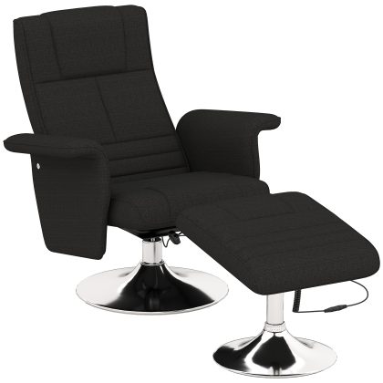 HOMCOM Massagestoel met hocker, verstelbare rugleuning, 78 x 95 x 88 cm, zwart