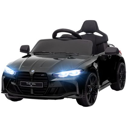 AIYAPLAY Elektrische Kinderauto, voor 3-5 Jaar tot 25 kg, BMW M4 met Geluid & Licht, 3-5 km/u, Incl. Afstandsbediening, Zwart | Aosom.nl