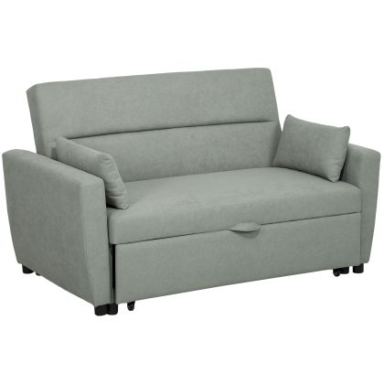 HOMCOM 2-zits sofa met bedfunctie, verstelbare rugleuning, gestoffeerde bank, fluweel-look, voor woonkamer, slaapkamer, lichtgrijs