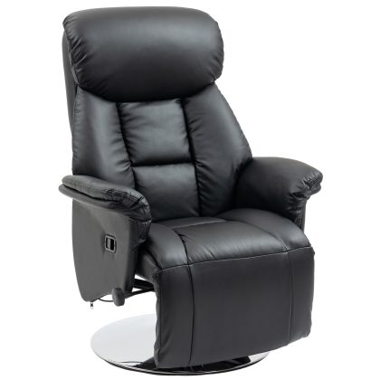 HOMCOM Relaxfauteuil, Ligfunctie, Lederlook, Voetensteun, tot 150 kg, 78 x 80 x 109 cm, Zwart