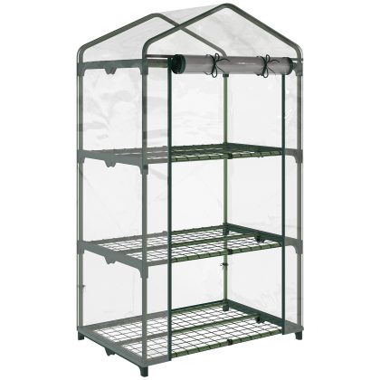 Outsunny Kas met rekken, wintervaste foliekas voor balkon 69 x 49 x 125 cm transparant