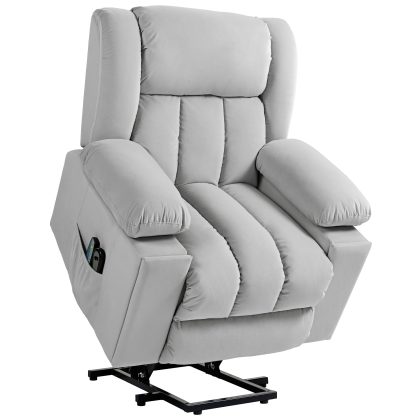 HOMCOM opsta stoel, met 8-punts massagesysteem, 45°zitliftfunctie, 135°traploze rugleuning, tot 150 kg, 101 x 93 x 104 cm, Lichtgrijs | Aosom.nl