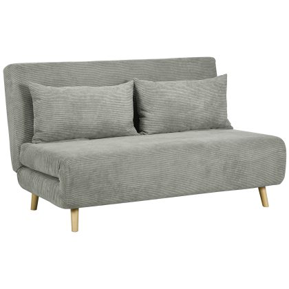 HOMCOM Slaapbank, Logeerbed, 3-standen Verstelbare Rugleuning, Linnenlook, tot 120 kg, 141 x 90 x 81 cm, Grijs