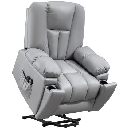 HOMCOM Massagestoel Relaxfauteuil Seniorfauteuil, afstandsbediening, zijvakken, 94 cm x 96 cm x 106 cm, donkergrijs