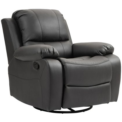 HOMCOM Relaxstoel, Verstelbare Leuning & Voetsteun, Draaibaar, tot 150 kg, Stalen Frame, 93x100x98cm, Zwart