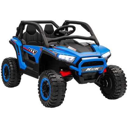 AIYAPLAY elektrische kinderauto, SUV met afstandsbediening, muziek en licht, 5-7 km/u, 2-zitter, 1 uur rijtijd, veilig en leuk, blauw | Aosom.nl