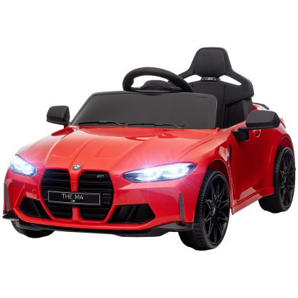 AIYAPLAY elektrische kinderauto, BMW M4 met geluid & licht, veilig en snel, 3-5 km/u, afstandsbediening, voor 3-5 jaar, rood | Aosom.nl