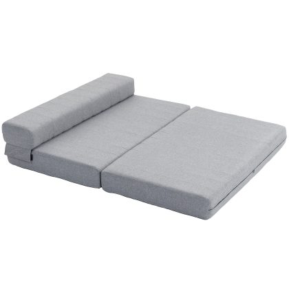 HOMCOM Opvouwbare Slaapbank met Verstelbare Rugleuning Ruimtebesparende Gastenbedstoel voor Kleine Woonkamer Tot 250kg Grijs 138x80x50cm | Aosom.nl