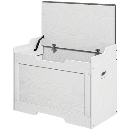 HOMCOM 103 liter opbergbank, opberg-zitbank met veiligheidsscharnier, zitkussen, voor diverse kamers, wit