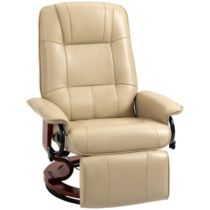 HOMCOM Relaxfauteuil, verstelbaar, ligfunctie, tot 120 kg, kunstleer, 78 x 87 x 100 cm, crème