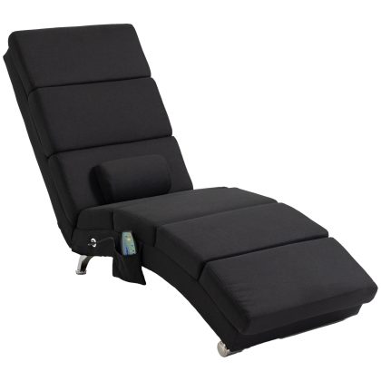 HOMCOM Massagestoel, relaxfauteuil, ligstoel met 8 vibratiepunten, 5 modi, 56 x 168 x 84 cm, zwart