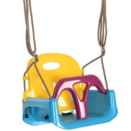 Outsunny 3-in-1 babyschommel, veilige kinderschommel met verstelbaar touw, perfect voor binnen en buiten, 80 x 40 x 20 cm, blauw | Aosom.nl