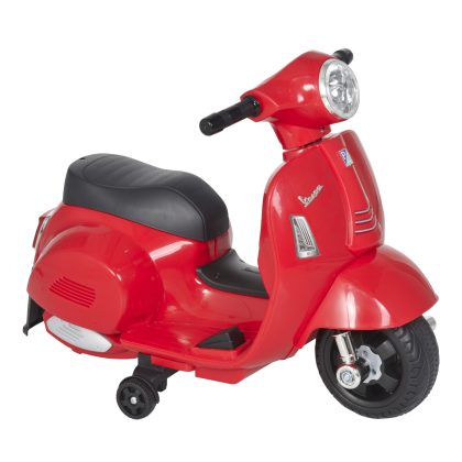 HOMCOM elektrische kindermotorfiets Vespa licentie rood voor 18-36 maanden 25 kg draagvermogen LED licht geluid | Aosom.nl