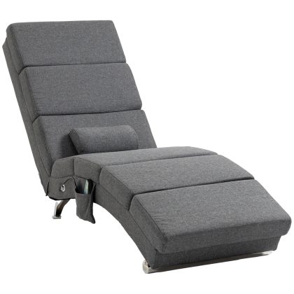 HOMCOM Massagestoel Comfortabele Relaxstoel 8 Vibratiepunten 5 Modi Lendenwarmer S-Vorm Bekleding Grijs | Aosom.nl