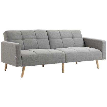 HOMCOM 2-in-1 slaapbank 205 x 88 cm met bedfunctie, bank met zitkussen, linnenlook grijs
