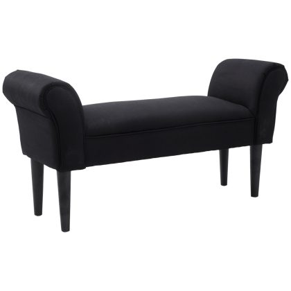 HOMCOM zitbank, stijlvolle bedbank voor slaapkamer, gestoffeerd met hoogwaardig MDF en schuimstof, ruimtebesparend, 120 x 60 x 78 cm, zwart | Aosom.nl