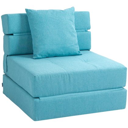 HOMCOM hoekbank, met slaapfunctie, opbergruimte, Incl. kussens, chaise longue, comfortabel linnen, tot 420 kg, 211,5 x 146 cm, Lichtblauw | Aosom.nl