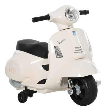HOMCOM elektrische motorfiets, kindermotor voor 18-36 maanden, 3 km/u, met LED-verlichting en geluidseffecten, 66,5 x 38 x 52 cm, Wit | Aosom.nl
