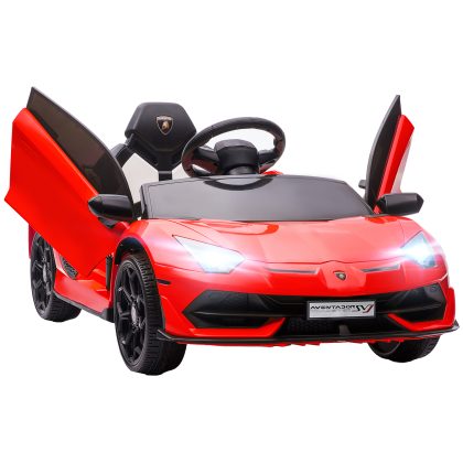 HOMCOM Elektrische kinderauto, officiële licentie van de Lamborghini Aventador, met vleugeldeuren, van 3-5 jaar, 107,5 x 63 x 42 cm, rood | Aosom.nl