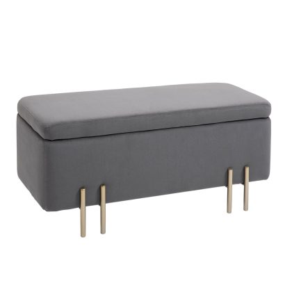 HOMCOM Gepolsterde Bank Opbergruimte Multifunctioneel Stevig Ontwerp 120x40x45cm Donkergrijs Populierenhouten Frame Verborgen Opslag | Aosom.nl