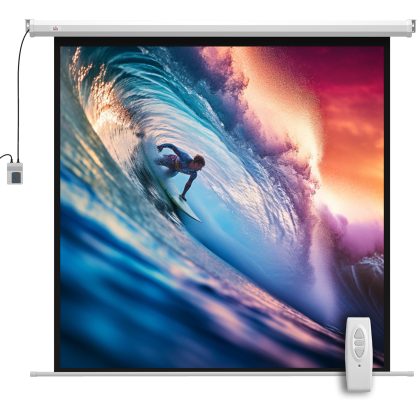 HOMCOM Projectiescherm 176,5 x 176,5 cm 85 inch 1:1 HD 4K Gemotoriseerd voor Thuisbioscoop en Kantoor