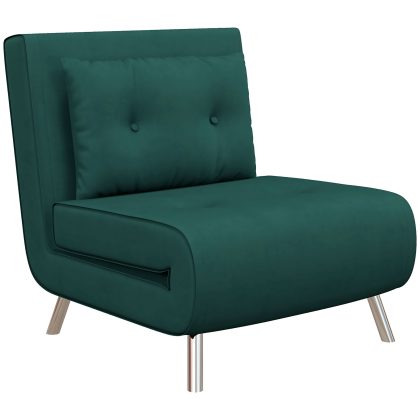HOMCOM Slaapstoel 3-in-1 met Ligfunctie en 180° Verstelbare Rugleuning Knopstitching Linnenlook Zachte Vulling 77x88x83cm Groen | Aosom.nl