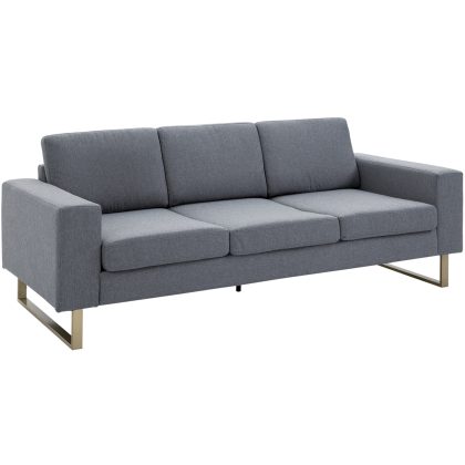 HOMCOM Bank Gestoffeerde 3-Zitsbank TV-Fauteuil Loungebank Met Kussens Linnen Bekleding 200x82x78 cm Modern 250 Kg Metalen Poten | Aosom.nl