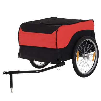 HOMCOM Transportaanhanger, stevige bakaanhanger, voor fietsen, eenvoudig te monteren, 100 kg draagvermogen, 120 x 58 x 60 cm, Rood-Zwart | Aosom.nl
