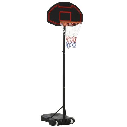HOMCOM basketbalring, in hoogte verstelbaar, vulbaar onderstel voor extra stabiliteit, ideaal voor buiten, 131 x 49 x 195-250 cm, zwart | Aosom.nl