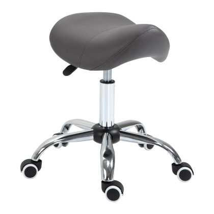HOMCOM zadelkruk, ergonomisch, 360° draaibaar, in hoogte verstelbaar, kunstleer, comfortabel, 53 x 52 x 49-61 cm, donkergrijs | Aosom.nl