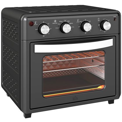 HOMCOM Minioven, Heteluchtfriteuse, 90-230° C, 7 Programma's, Accessoires, Zwart