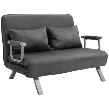 HOMCOM slaapstoel, 3-in-met armleuningen, opvouwbare, 5 standen verstelbare rugleuning, tot 150 kg, 105 x 80 x 78 cm, Donkergrijs | Aosom.nl