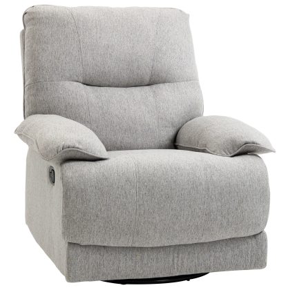 HOMCOM Relaxstoel met Ligfunctie, Voetsteun, tot 160 kg, 89x98x101cm, Lichtgrijs