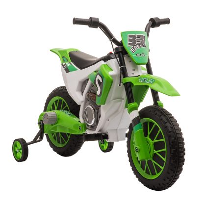 HOMCOM Elektrische Motorfiets Kindermotor Voertuig Groen Wit 106.5x51.5x68cm 3-8 km/u 45 Minuten 3+ Jaar | Aosom.nl