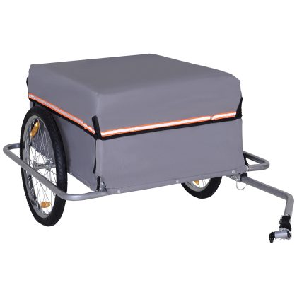 HOMCOM transportaanhanger, opvouwbare fietsaanhanger, ideaal voor cargo, stevig ontwerp, 100 kg laadvermogen, 120 x 60 x 65 cm, grijs | Aosom.nl