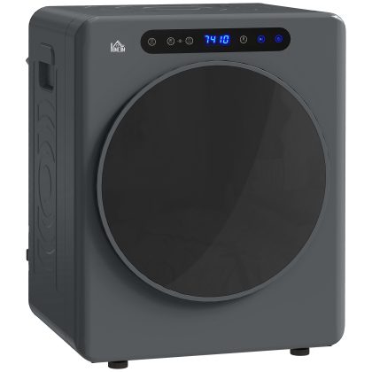 HOMCOM Wasdroger, 6 programma's, 40-60℃, 3 kg capaciteit, compact, touch-bediening, Grijs