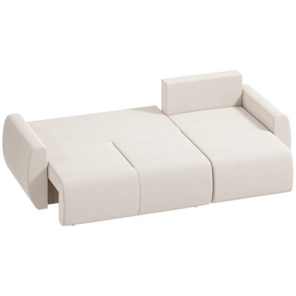 HOMCOM Slaapbank met omkeerbare chaise longue, L-vormige 3-zits bank van kunstsuède, Crèmewit