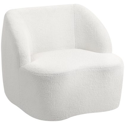 HOMCOM Moderne fauteuil met fleece-bekleding, knusse fauteuil voor woonkamer, slaapkamer, thuiswerkplek, crème wit
