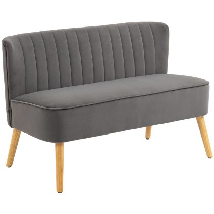 HOMCOM Bank Retrodesign 2-zitsbank, houten poten, 117 cm x 56,5 cm x 77 cm, Donkergrijs