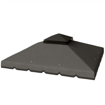 Outsunny Vervangend dak voor paviljoen 3x3m waterafstotend paviljoendak met dubbellaags dak waterafvoergaten Lichtgrijs